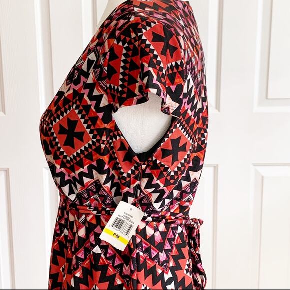 JohnPaulRichard Dress Petite Chevron Multicolored Cap Sleeve Casual Dress MP NEW - Picture 7 of 14